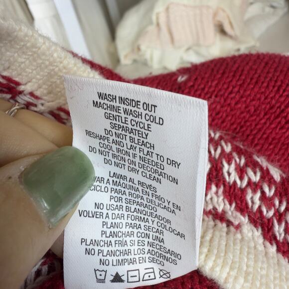 Holiday Editions red & cream festive Holiday vest, cheerful, party, warm #4414 - Picture 6 of 9